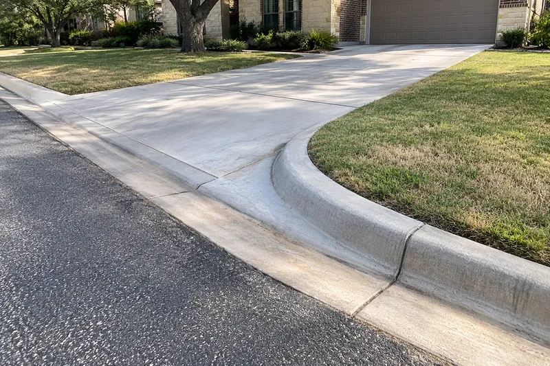 Curved curb return at a driveway entrance