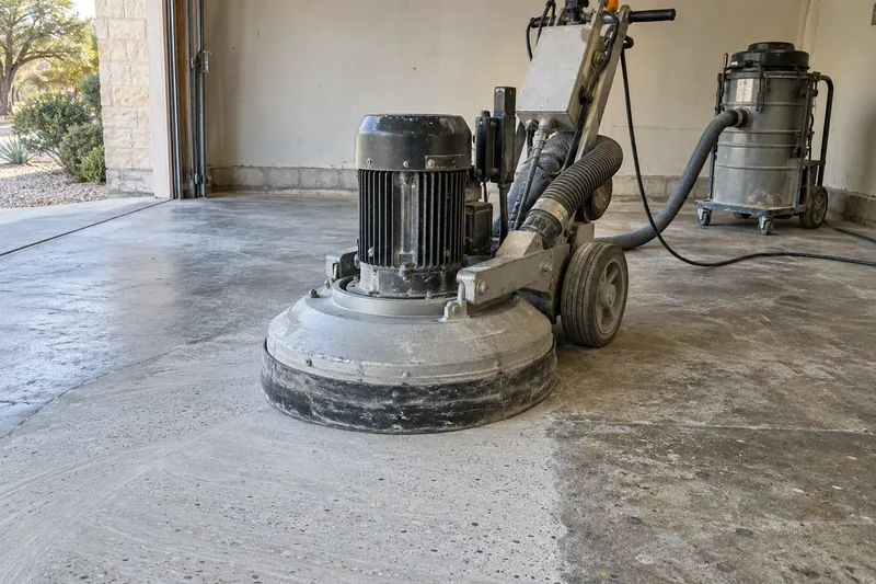 Planetary grinder working on a concrete floor