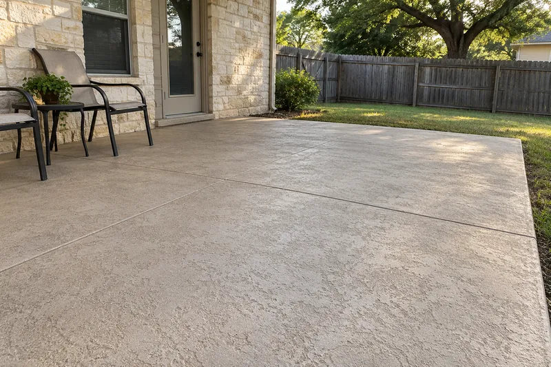 Spray-knockdown overlay on a patio