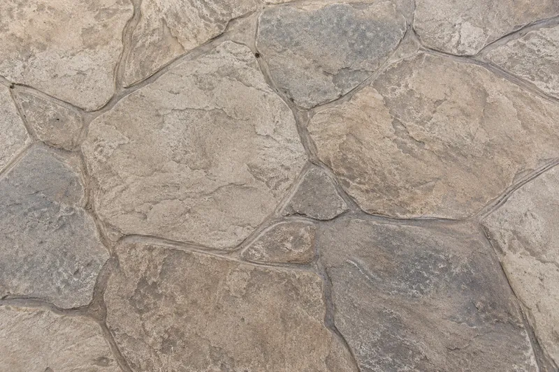 Stamped concrete in a random stone pattern