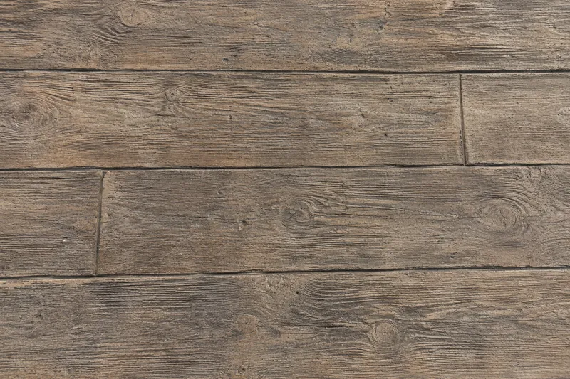 Stamped concrete in a wood-plank pattern